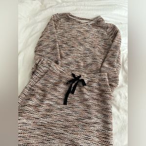 Ann Taylor LOFT ivory beige knit set Boucle Pullover Sweatshirt and skirt